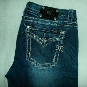 Miss Me Embellished Mid-Rise Dark Blue Jeans